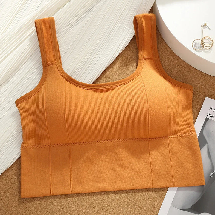 Durable women's ultimate support seamless sports bra. Ribbed, comfortable activewear for all fitness levels.