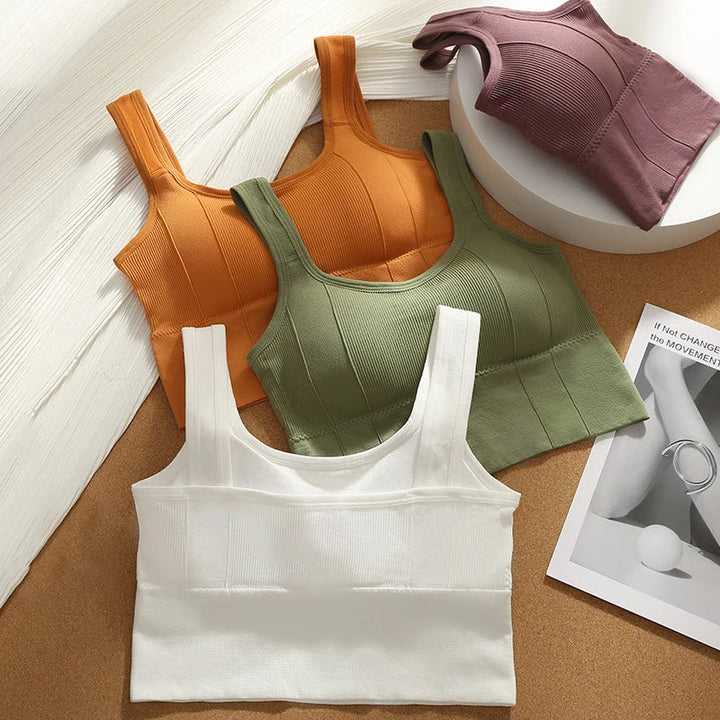 Ultimate support seamless sports bra for women. Ribbed workout activewear for maximum stability & comfort.