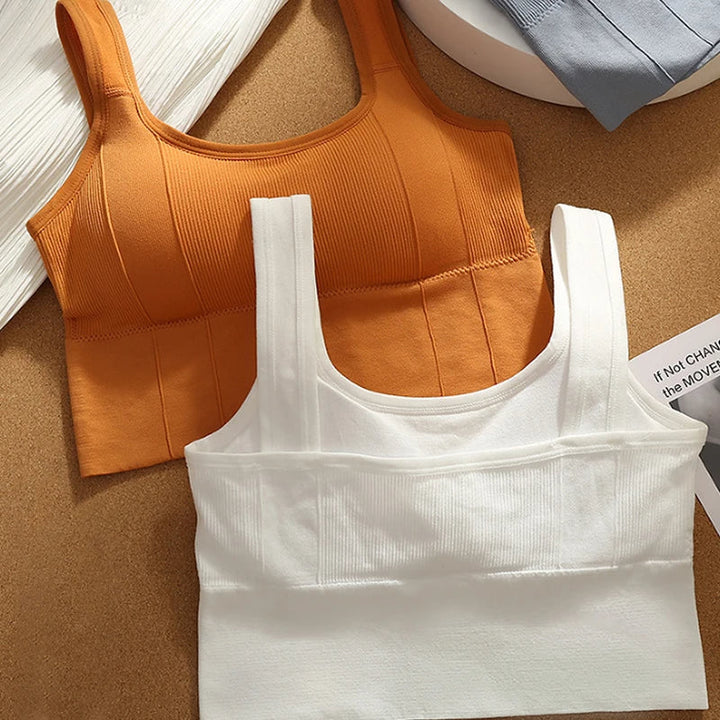 Stylish ribbed seamless longline sports bra for women. Ultimate support activewear for fitness enthusiasts.