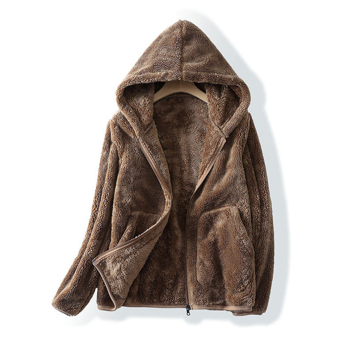 Stylish women's long sleeve brown hoodie, a comfortable pullover perfect for casual winter fashion.