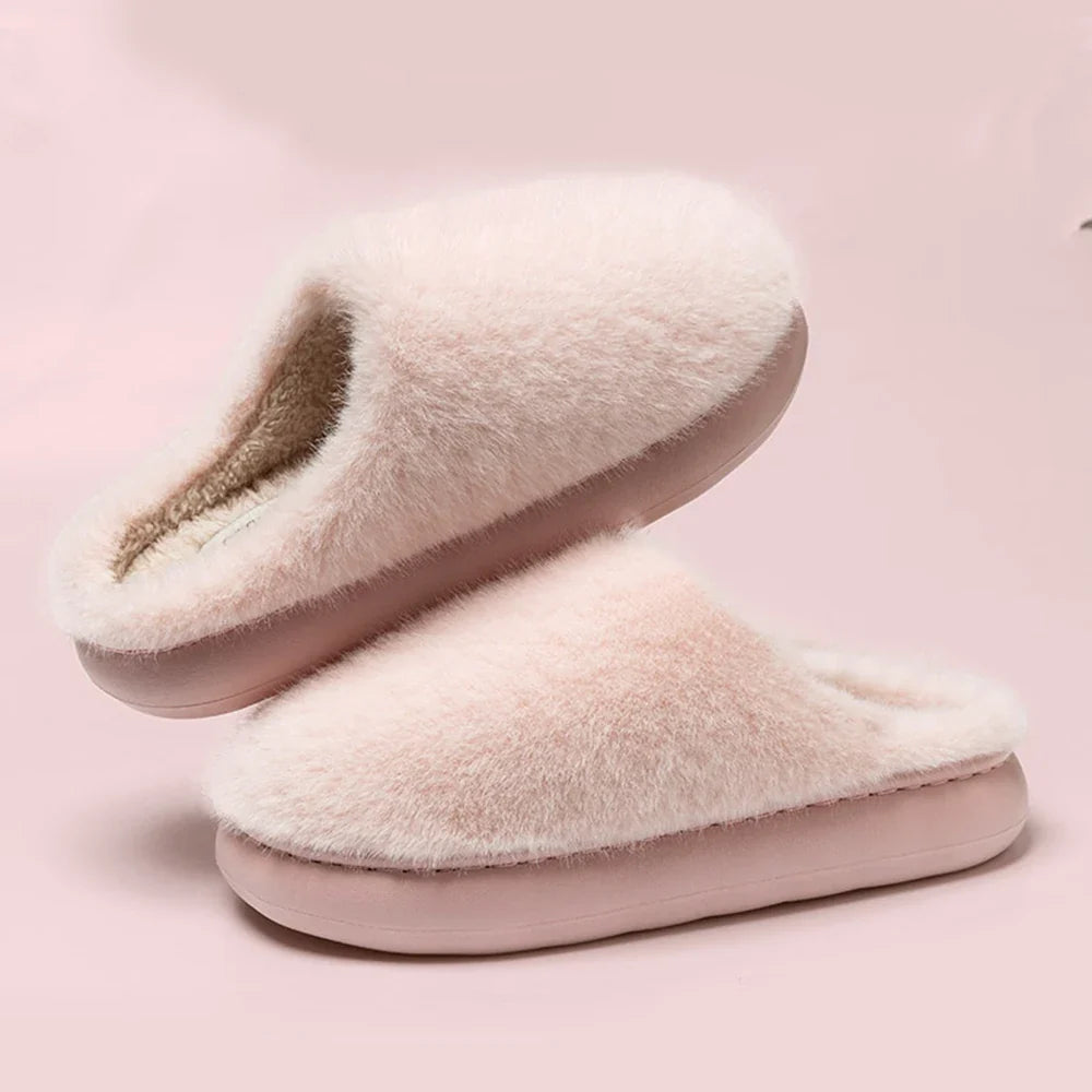 Women's ultra soft plush house slippers, perfect for cozy comfort & warmth indoors.