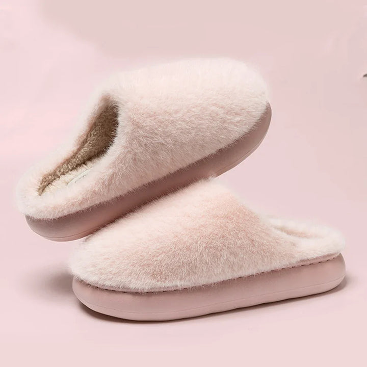 Women's ultra soft plush house slippers, perfect for cozy comfort & warmth indoors.