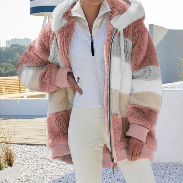 Warm and cozy casual women's plush jacket, ultra-soft outerwear for comfortable winter days.