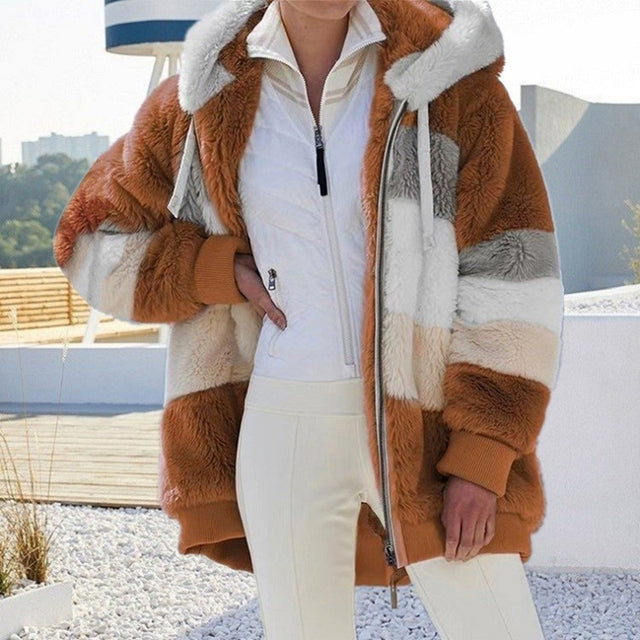 Plush winter jacket for women, an incredibly soft, warm, and cozy casual outerwear option.