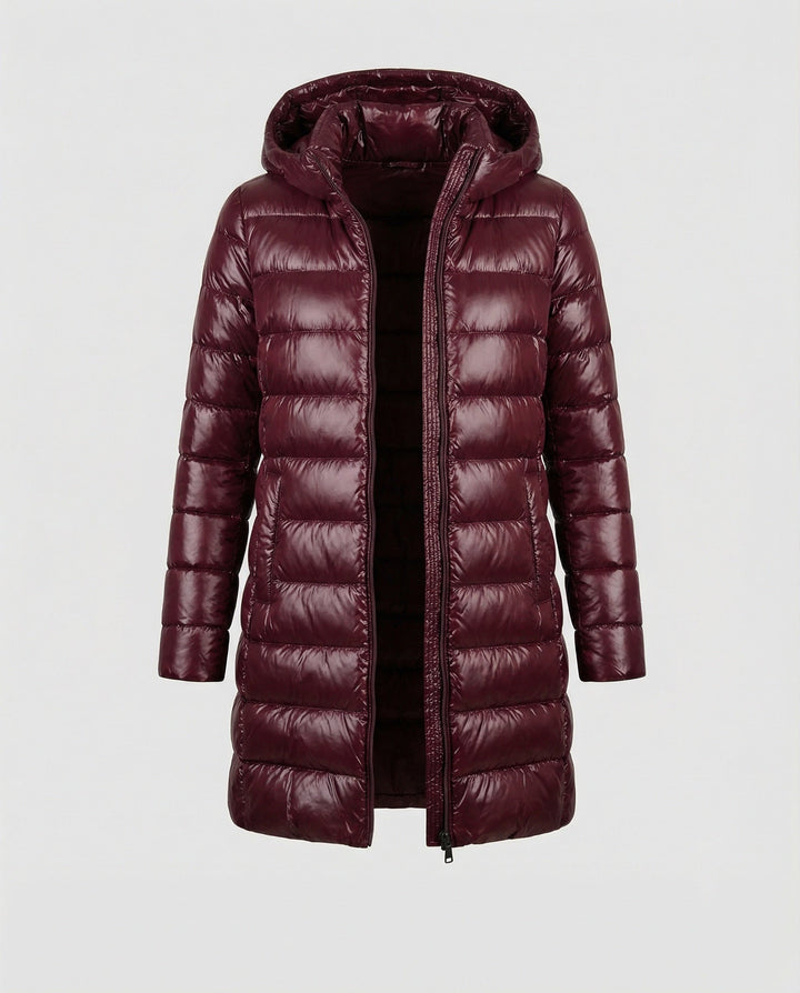 All-season women's insulated ultralight hooded jacket, ideal for versatile outerwear.