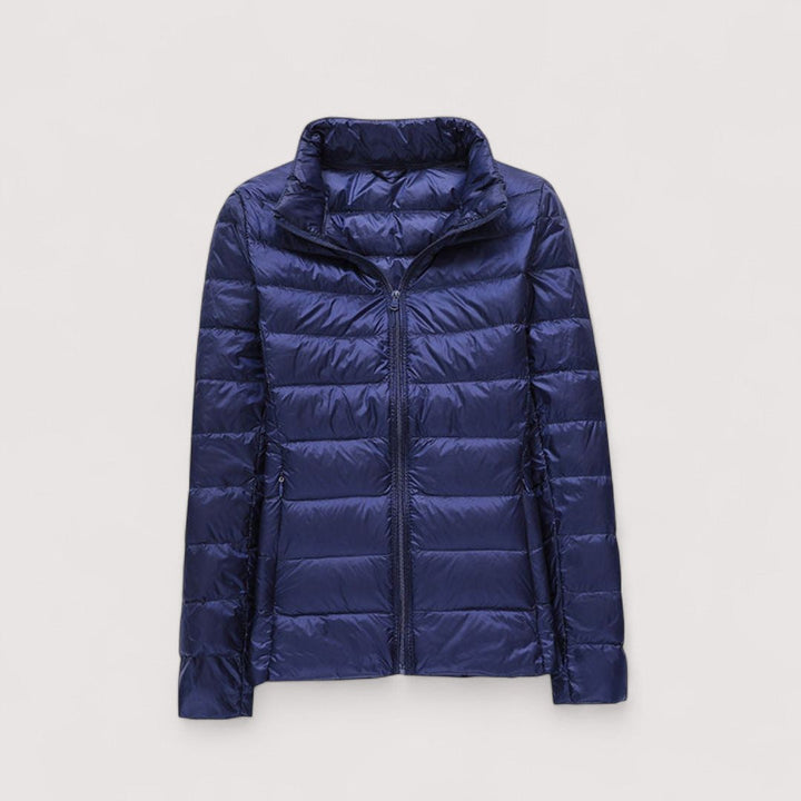 Warm women's ultralight jacket, perfect for winter. Fashionable & cozy puffer style.