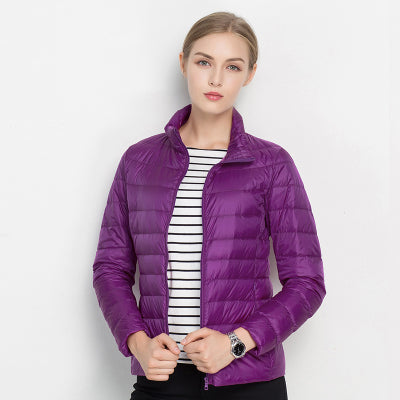 Water-repellent women's urban puffer jacket, a practical & stylish fall essential for modern women.