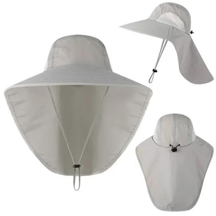 Stylish women's sun hat with broad brim, UV protection, mesh ventilation, and an adjustable drawstring.