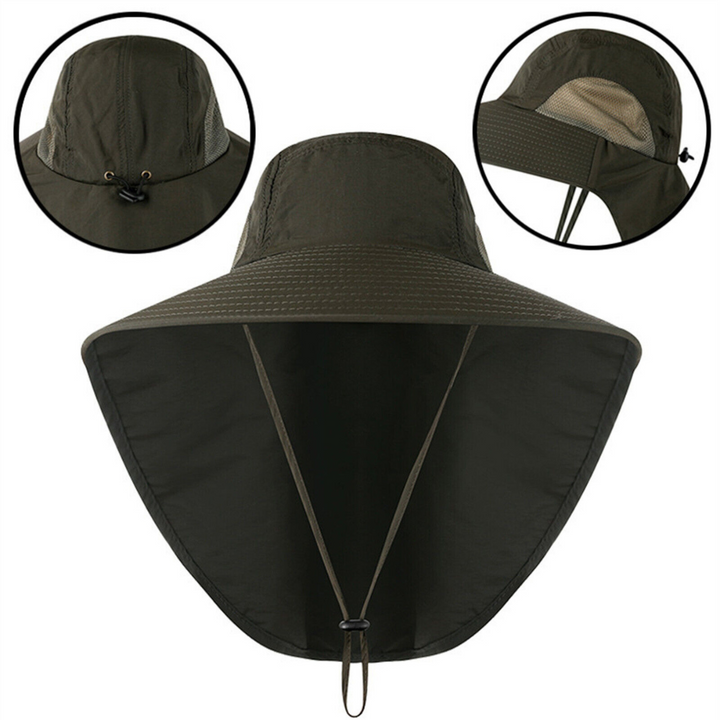 Durable women's sun hat, Freja model, offering UV protection, with added mesh and an adjustable drawstring.