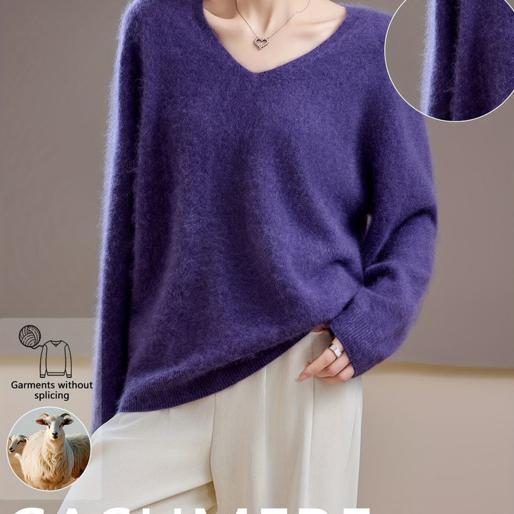 Must-have women's V-neck pullover sweater, a chic autumn layering essential.