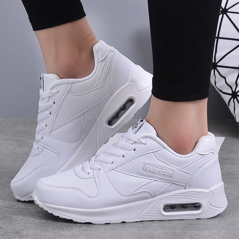 Lace-up Valencia chunky platform sneakers for women, in stylish vegan leather. Perfect for athletic casual fashion.