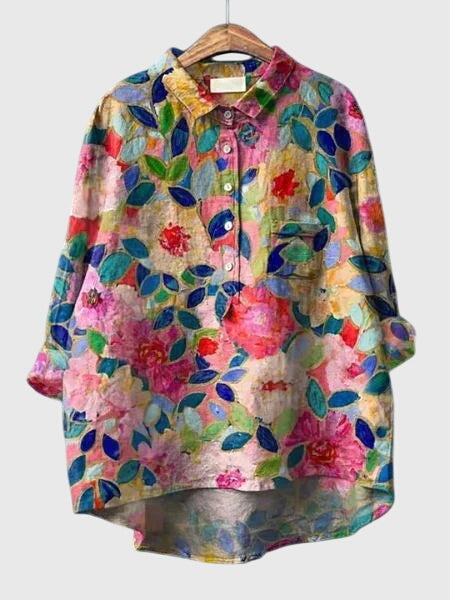 Versatile floral print women's top, suitable for everyday wear, office, and casual outings.