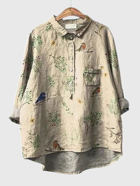 Effortless style: Valeria floral print women's blouse, a comfortable button-up top.