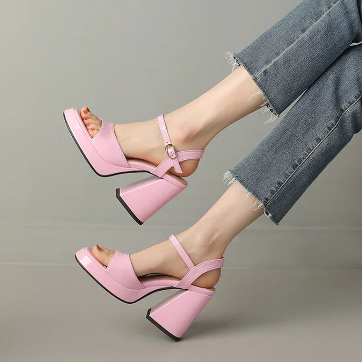 Valetta gloss block heels for women. Fashionable & vibrant, perfect as comfortable party heels.