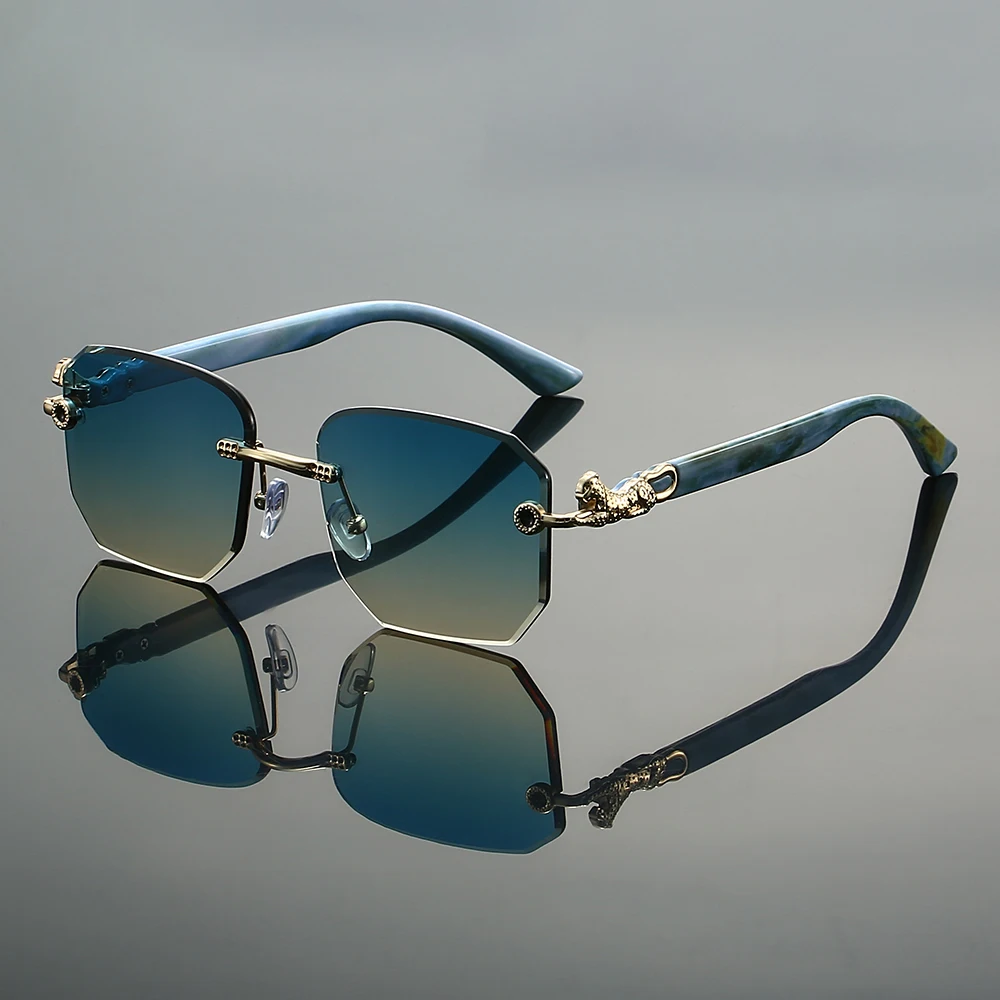 Designer-quality Valetta women's rimless gradient sunglasses. Fashionable eyewear with UV protection.
