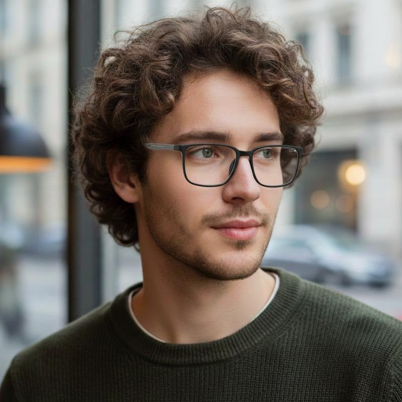 Fashion-forward Valmira square women's glasses, clear acetate frames for modern optical wear.