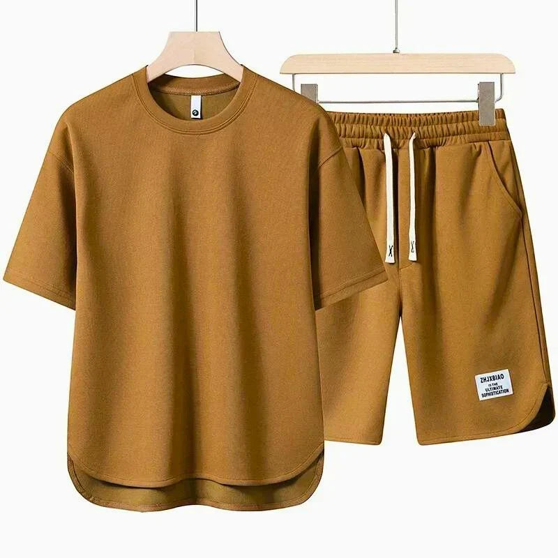Stylish women's casual lounge set in varsity style, featuring an oversized top & breathable shorts.