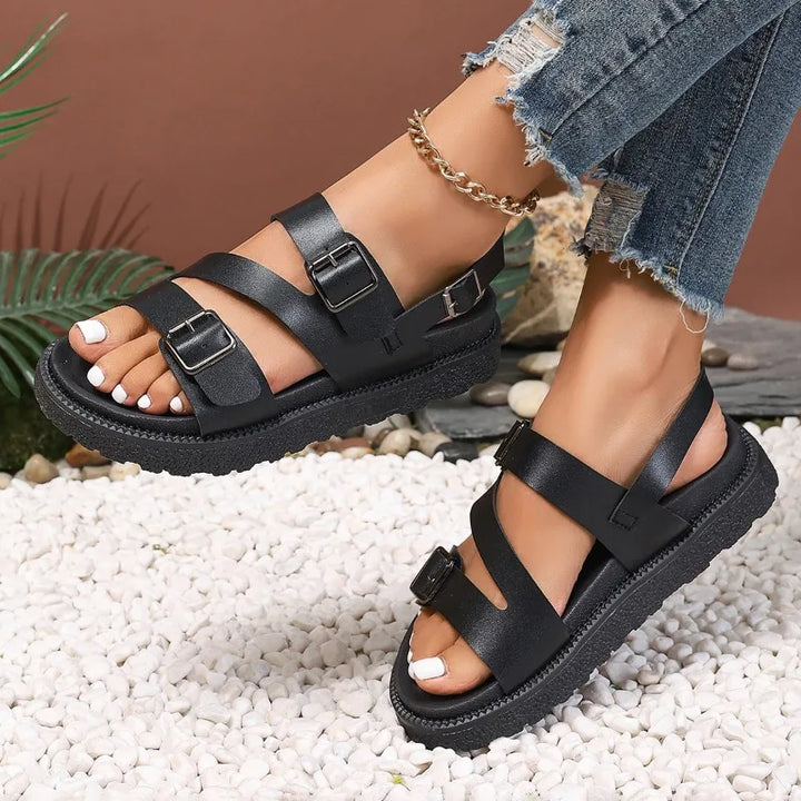 Caitlyn women's vegan sandals with orthopedic arch support, ideal for senior women, featuring a non-slip sole.