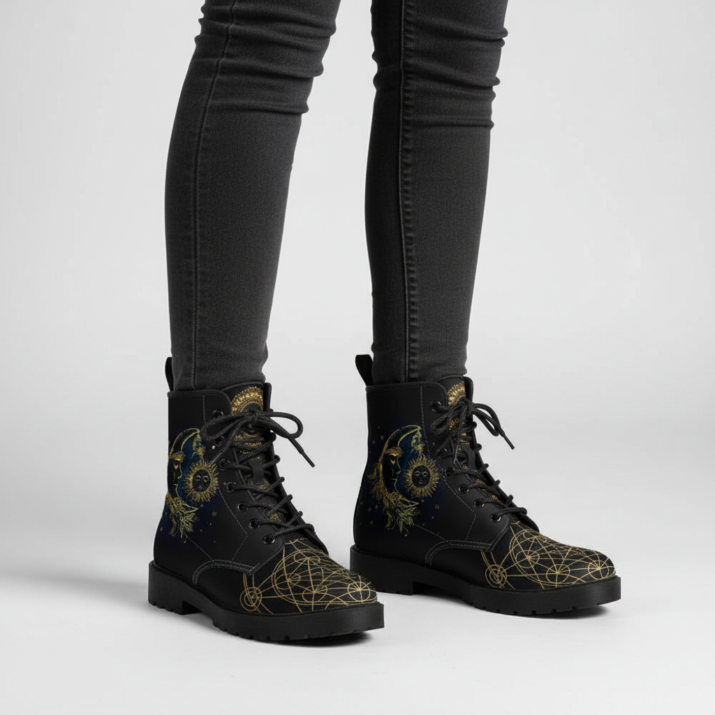 Katharina vegan-friendly ankle boots for women, anti-slip comfort footwear with mystic pattern