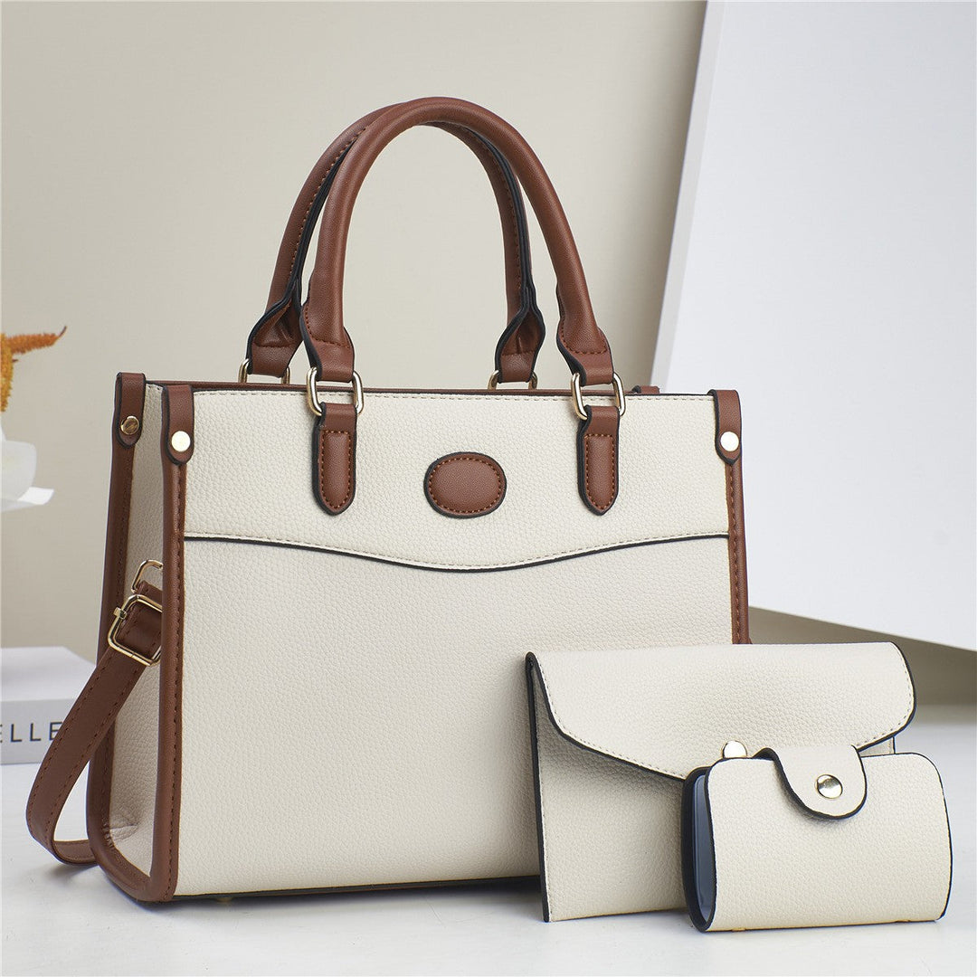 Elegant Verona Trio women's multi-piece handbag set featuring a stylish tote, shoulder bag, and compact wallet.