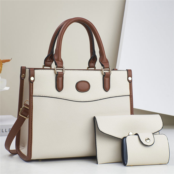 Elegant Verona Trio women's multi-piece handbag set featuring a stylish tote, shoulder bag, and compact wallet.