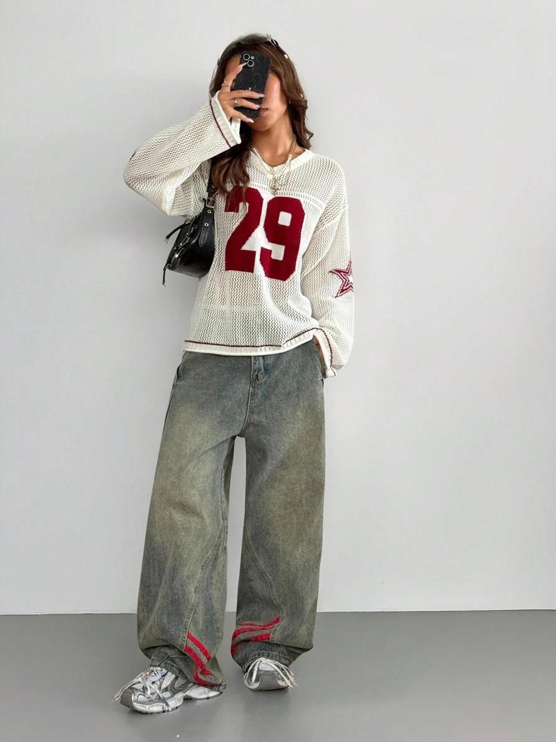 Soft knit women's sweater, Verona Varsity design. Comfortable & stylish fall fashion.