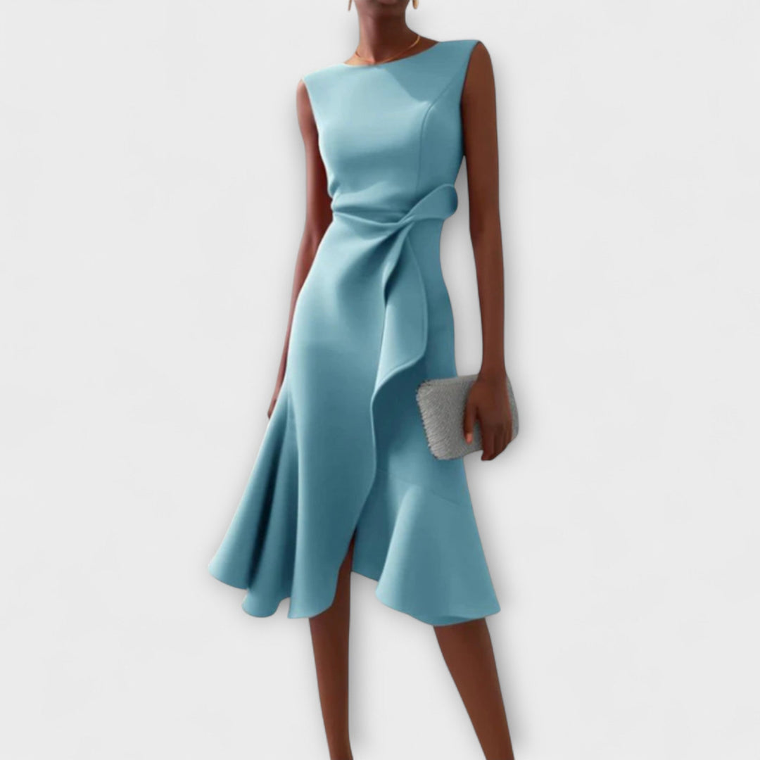 Versatile women's midi dress with an asymmetric hem, great for any occasion.