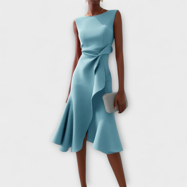 Versatile women's midi dress with an asymmetric hem, great for any occasion.