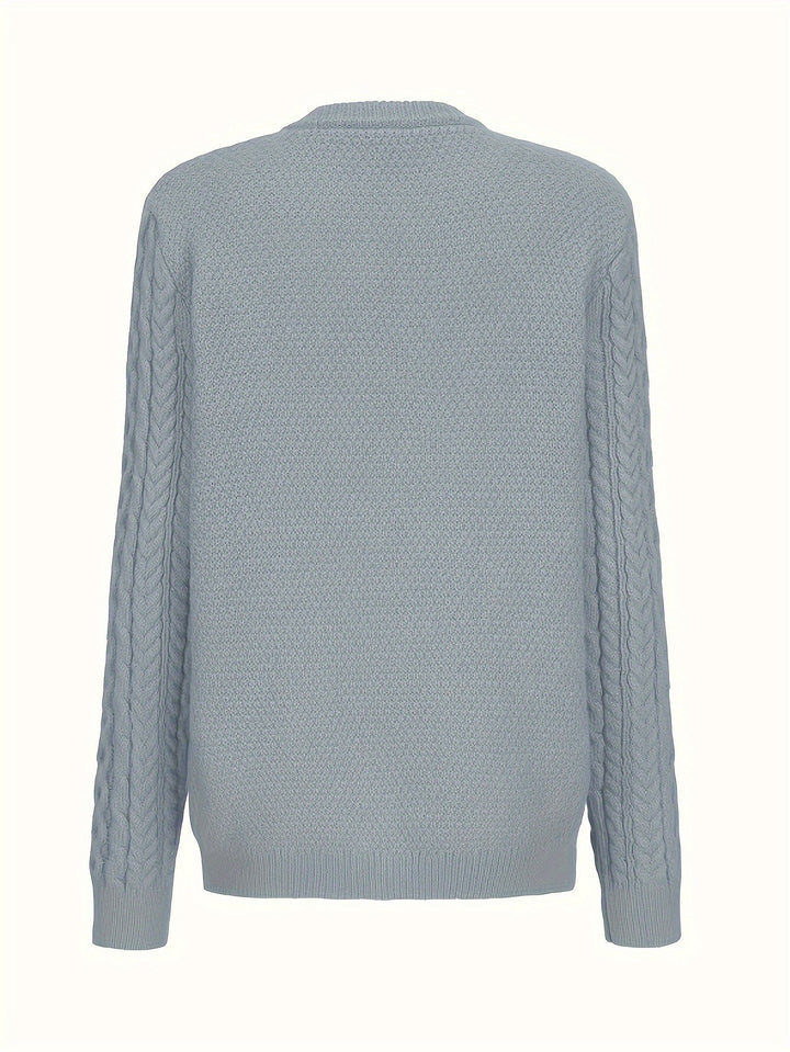 Fall fashion blue women's cardigan, a cozy long sleeve button-down with pockets for layering.