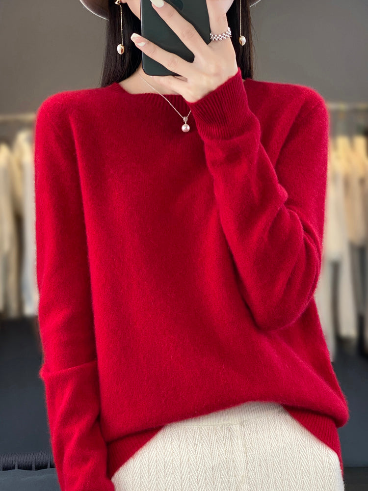 Relaxed fit women's crew neck pullover, a comfortable essential for casual days.