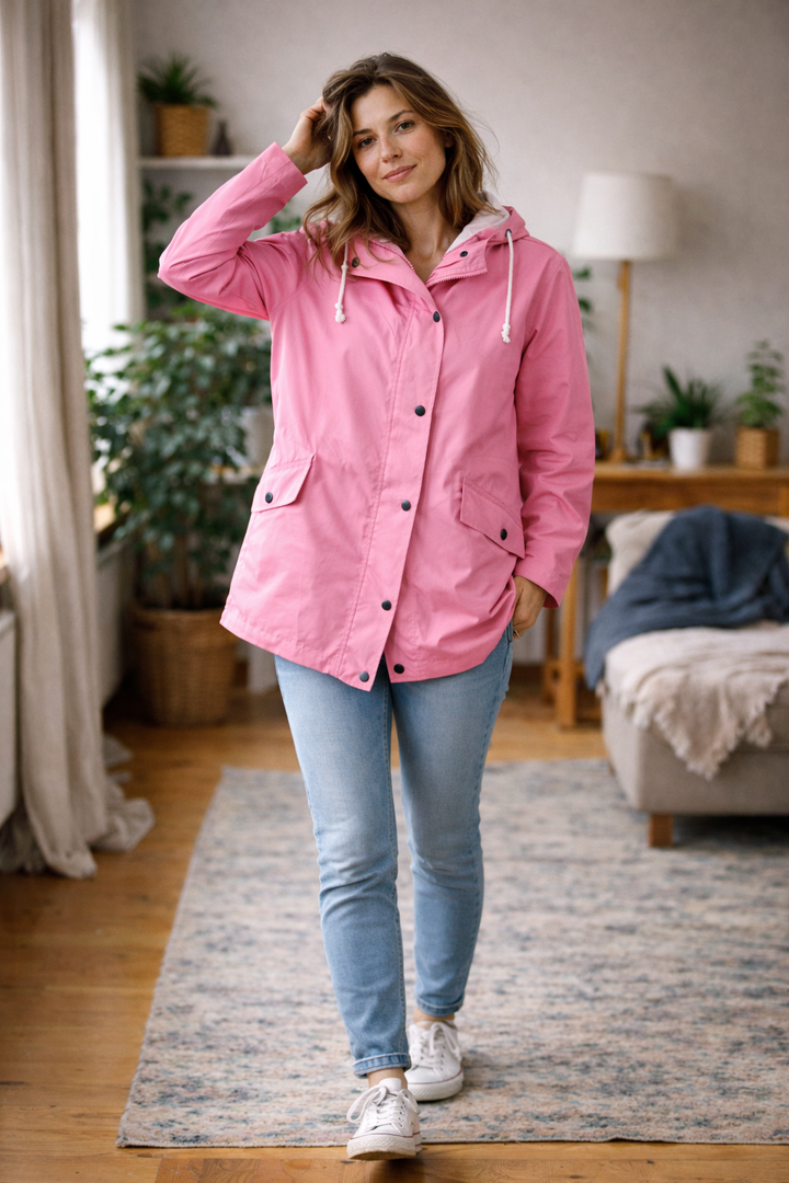 Women's versatile hooded jacket, perfect for all-weather transitions. Lightweight, casual everyday outerwear.