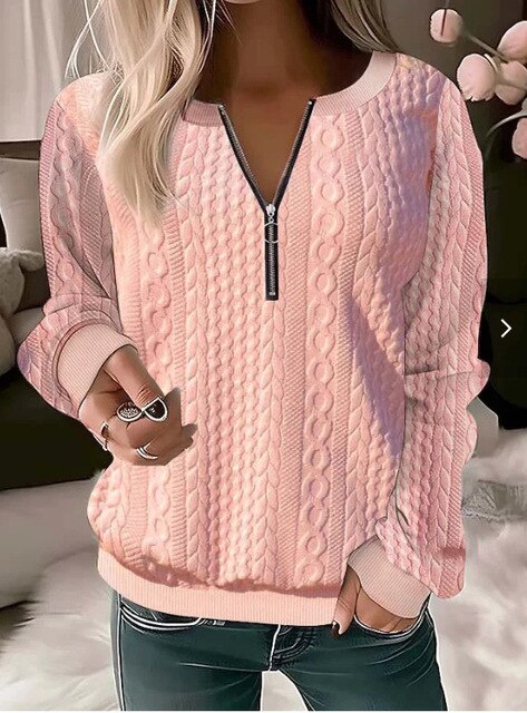 Versatile women's jacquard knit sweater. Long sleeve, round neck pullover, great for casual or dressy autumn style.