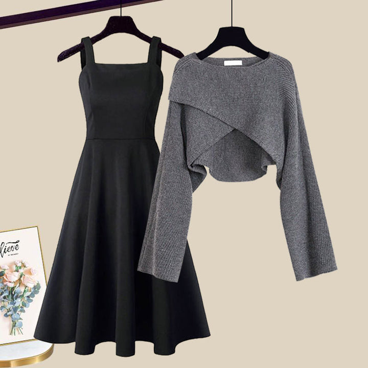 Women's versatile layered dress set with an elegant top and A-line skirt, perfect for adaptable styling.