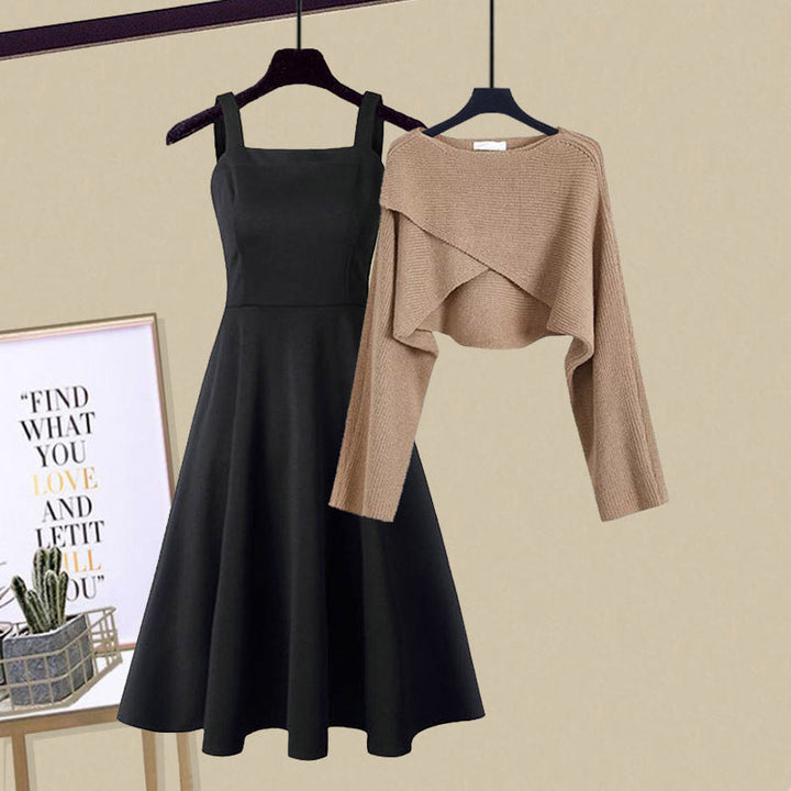 Chic women's A-line layered dress ensemble, a versatile outfit for various occasions. Adaptable & stylish.
