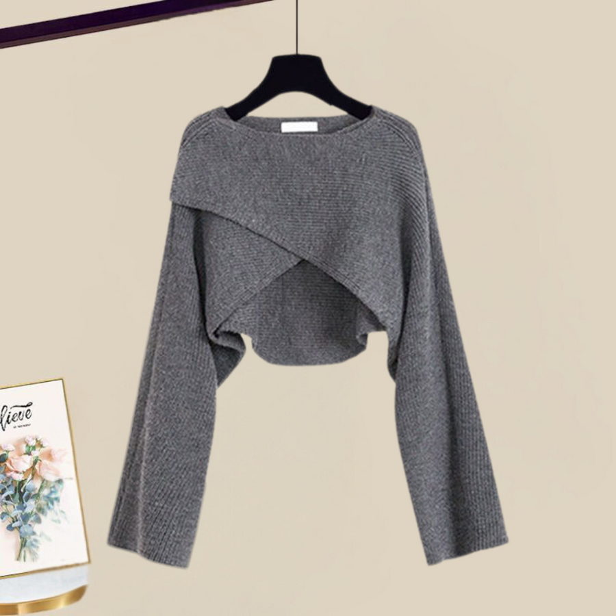 Fashionable women's apparel: a two-piece layered dress set combining casual comfort with an elegant top.