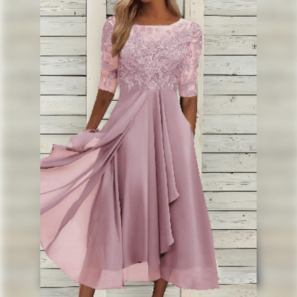Adaptable women's midi dress, great for summer, casual outings, or elegant parties. Chic feminine style.