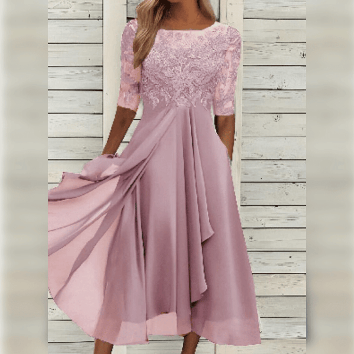 Adaptable women's midi dress, great for summer, casual outings, or elegant parties. Chic feminine style.