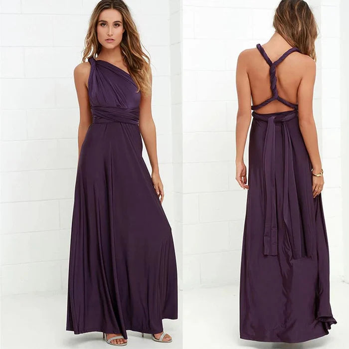 Chic multi-way wrap dress for women, adaptable for various styles, from casual to formal.