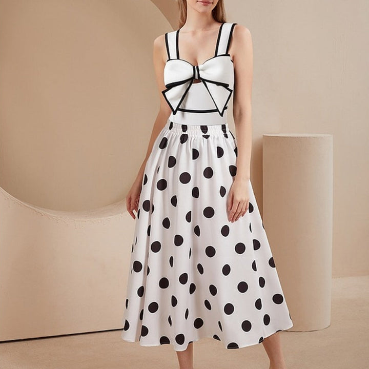 Chic women's one-piece swimsuit & skirt cover-up combo, an elegant solution for beach, pool, and resort wear.