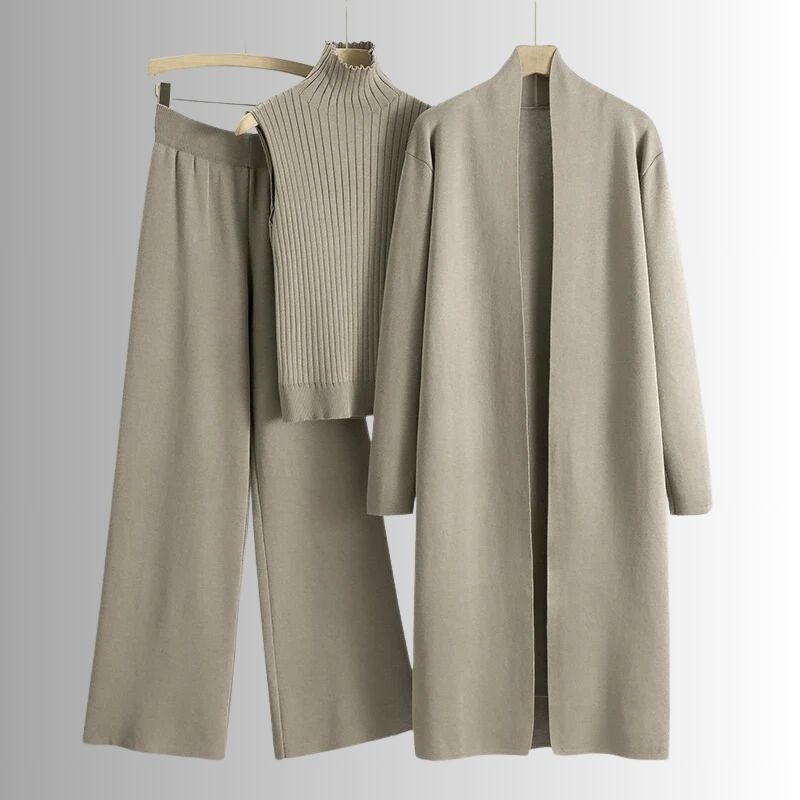 Women's versatile three-piece lounge set with relaxed fit, perfect for comfortable casual wear.