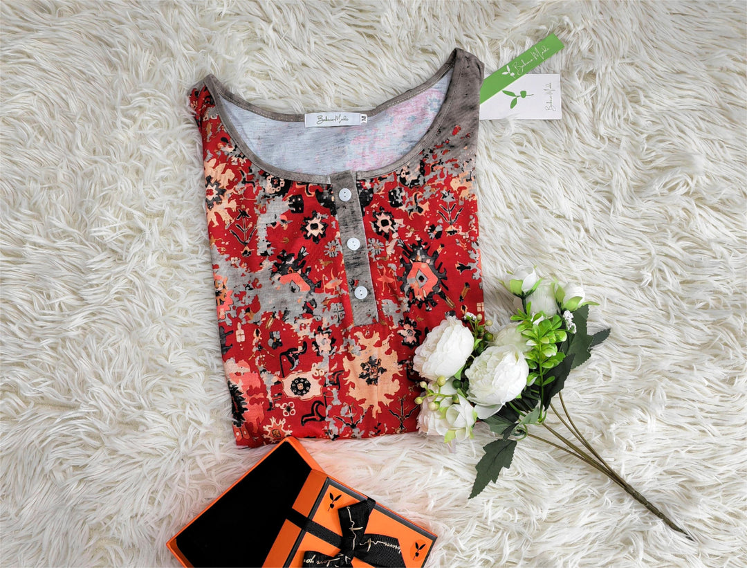 Comfortable women's vintage Aztec print long sleeve top, a must-have for autumn bohemian casual style.