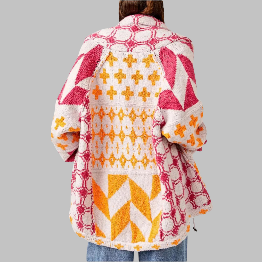 Trendy oversized button-down long sleeve cardigan for women, vintage-inspired for relaxed style.