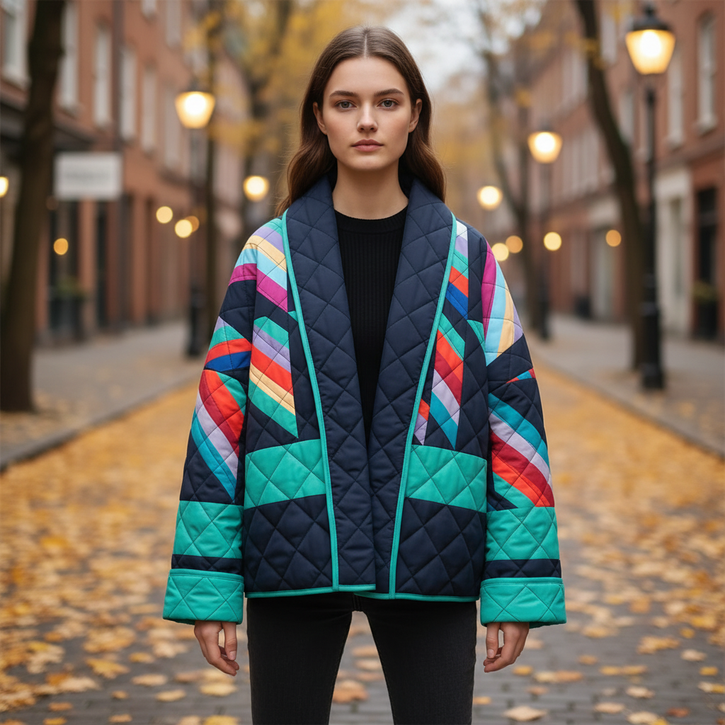 Women's vintage casual V-neck long sleeve jacket, loose fit in polyester blend, perfect for autumn fashion