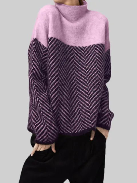 Sophisticated women's vintage style sweater. Elegant long sleeve pullover, perfect for casual chic fashion.