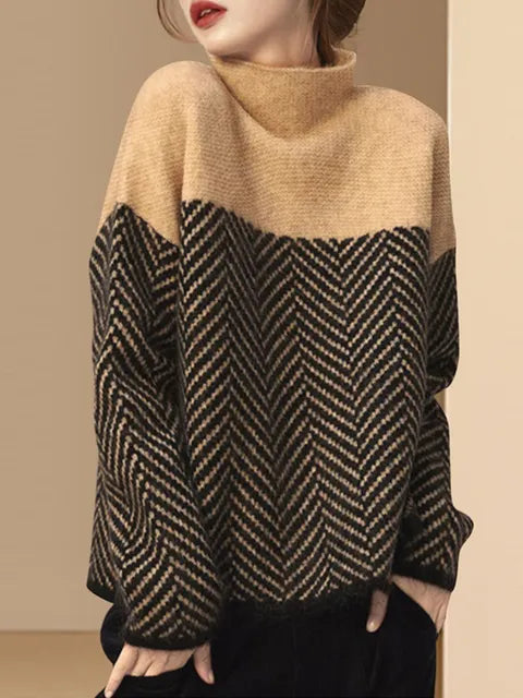 Cozy women's vintage charm sweater, a timeless long sleeve pullover for fall fashion & winter wear.