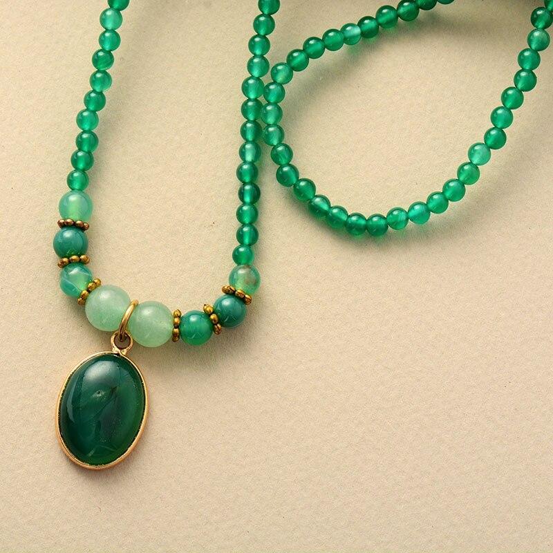 Green onyx calming necklace, a beautiful spiritual gift for her, offering protection & healing properties.