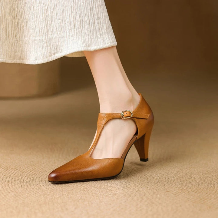 Comfortable women's vintage T-strap heels, designed for all-day wear with a classic, elegant look.