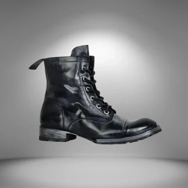 Stylish women's vintage combat boots with classic lace-up design. Durable ankle footwear for a rugged, fashionable appeal.