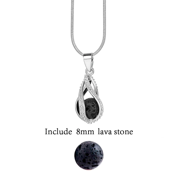 Sophisticated vintage lava stone diffuser necklace, a unique essential oil accessory.