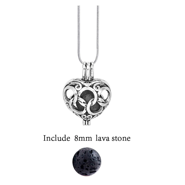 Women's vintage style lava stone necklace, ideal for essential oil aromatherapy diffusing.
